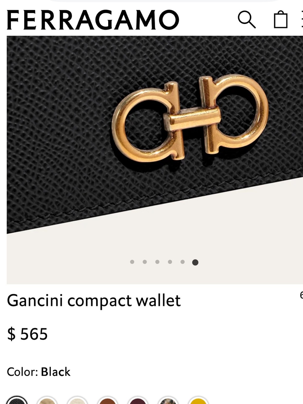 Salvatore Ferragamo Black Textured Leather Compact Wallet with Gold Hardware - Picture 4 of 13